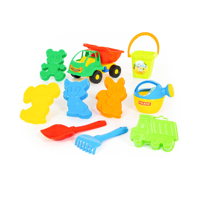 POLESIE Jouet de sable camion benne Ameise seau fleur moyen arrosoir 10 pièces