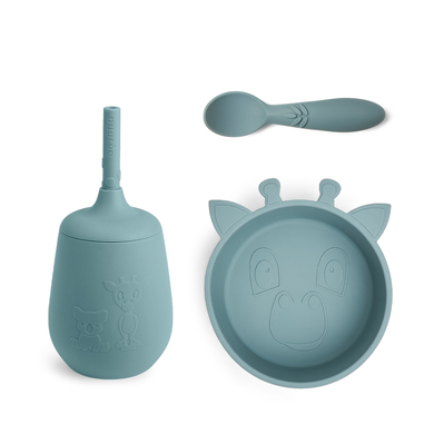 nuuroo Kit vaisselle enfant Blue girafe silicone Lead 3 pièces