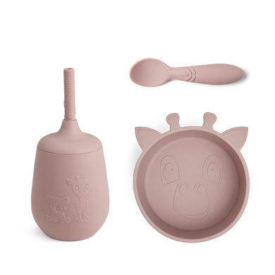nuuroo Kit vaisselle enfant Blue girafe silicone Woodrose 3 pièces