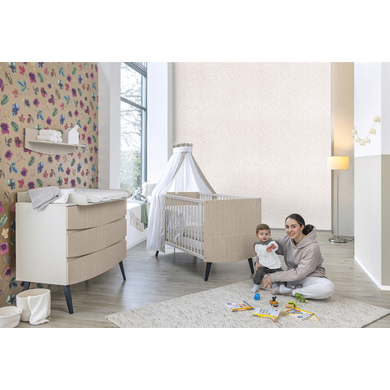 Schardt Chambre bébé duo lit commode Smile bois Connery naturel/Carat beige... 70x140 cm