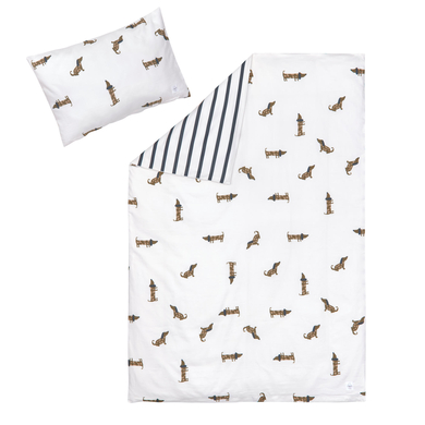 LÄSSIG Parure de lit enfant chien bleu Milky 100x140 cm