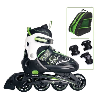 muuwmi infantil ajustable inline r verde con protectores y bolsa