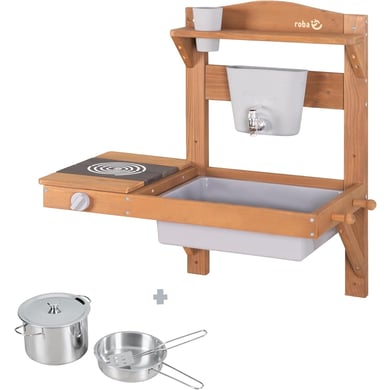 roba Table enfant jeux d'eau/sable à suspendre bois lasuré tek