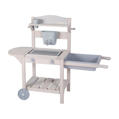 roba Table enfant jeux d'eau sable mobile Outdoor BBQ accessoires bois lasuré gris