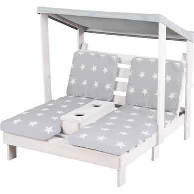 Roba roba Chaise longue enfant d'extérieur double coussin Little Stars bois gris