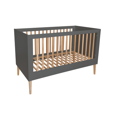 urra Lit à barreaux Tim hêtre massif gris/naturel 70x140 cm