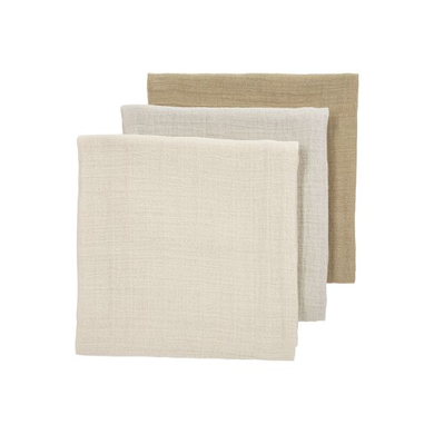 MEYCO Langes en mousseline paquet de 3 Soft Sand /Greige/Taupe 70 x 70 cm