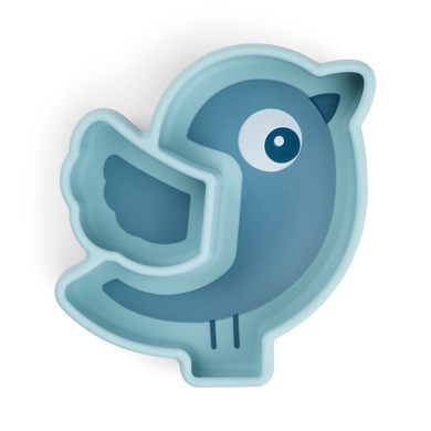 Done by Deer ™ Piatto snack in silicone Stick&Stay in blu Birdee