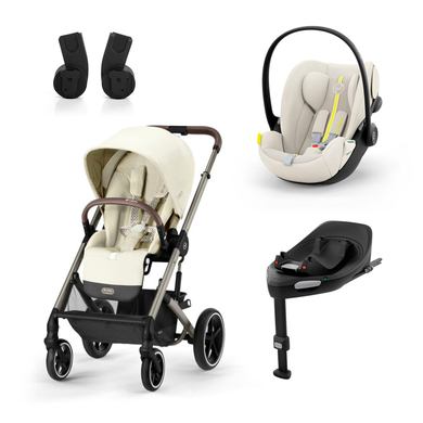 cybex GOLD Poussette duo combinée 2en1 Balios S Lux Taupe Seashell Beige Cloud G i-Size Plus Seashell Beige base G