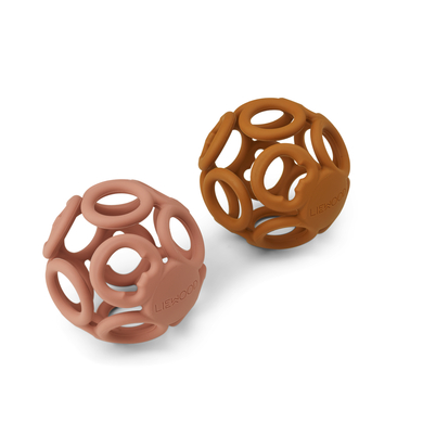 LIEWOOD Boules de dentition Jasmin pack de 2 rose foncé/ mustard mix