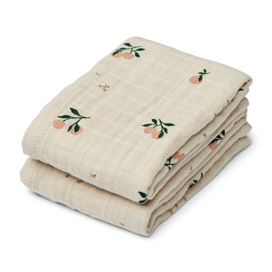 LIEWOOD Chiffons en mousseline de coton Lewis pack de 2 peach / sea shell mix
