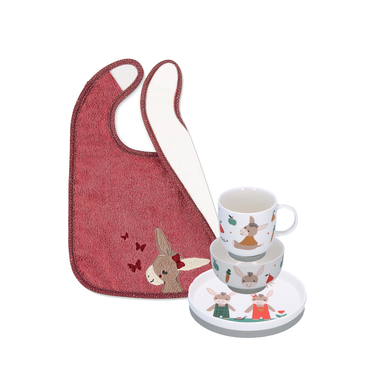 Sterntaler Set de vaisselle/bavoir Emmily rouge foncé