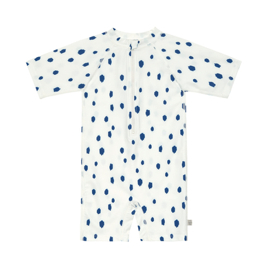 Image of LÄSSIG Costume da bagno UV manica corta a pois bianco blu059