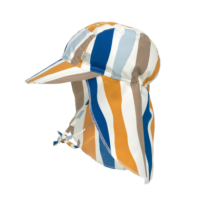 LASSIG Chapeau de soleil UV avec protection de cou vagues bleu blanc