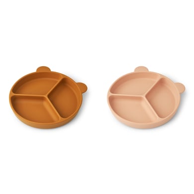 LIEWOOD Stacy Assiette menu à ventouse pack de 2 mustard/tuscany rose mix