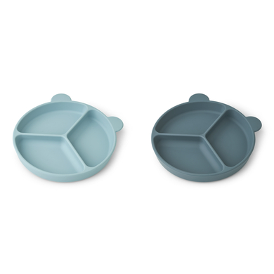 LIEWOOD Stacy Assiette menu à ventouse pack de 2 sea blue/ whale blue