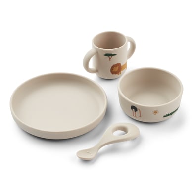LIEWOOD Set pappa in silicone Vivi 4 pezzi safari sandy mix