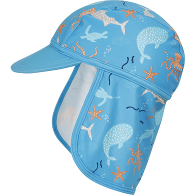 Image of Playshoes Protezione UV con berretto a punta animali marini turchese059