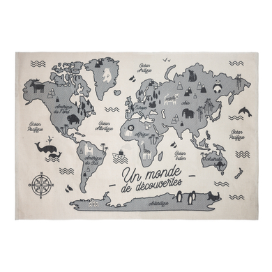 Image of tappeto per bambini atmosphera mappa del mondo francese 100 x 150 cm059