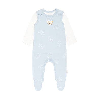 Steiff Ensemble grenouillère + t-shirt manches longues GOTS - bleu