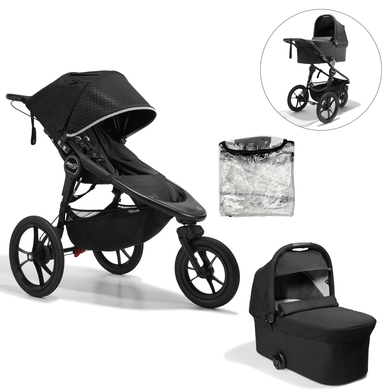 baby jogger Poussette duo combinée 2en1 Summit X3 Midnight Black nacelle Deluxe 2 habillage pluie
