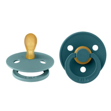 BIBS® Sucettes Colour tétine symétrique Island Sea/Forest Lake latex 0-6 mois lot de 2