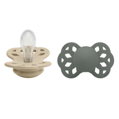 BIBS® Sucettes Infinity tétine symétrique 0-6 mois silicone Vanilla/Pine lot de 2