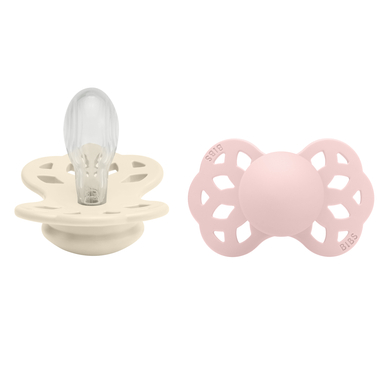 BIBS® Sucettes Infinity tétine symétrique 6-18 mois silicone Ivory/Blossom lot de 2