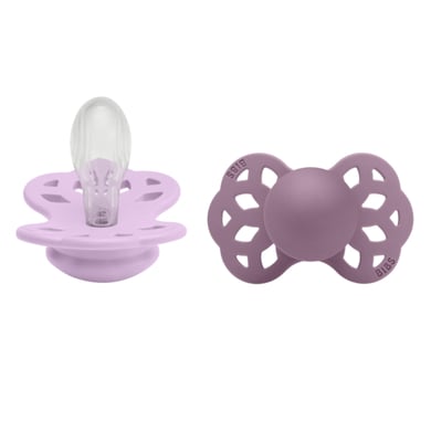 BIBS® Sucettes Infinity tétine symétrique 6-18 mois silicone Violet Sky/Mauve lot de 2