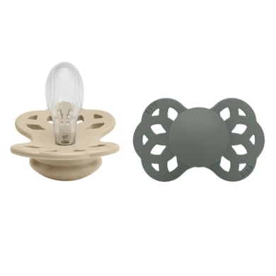 BIBS® Sucettes Infinity tétine symétrique 6-18 mois silicone Vanilla/Pine lot de 2