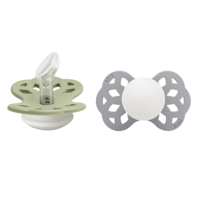 BIBS® Sucette phosphorescente Infinity tétine anatomique 0-6 mois Sage/Cloud lot de 2