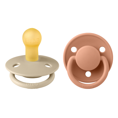 BIBS® Sucettes De Lux 0-6 mois latex Vanilla/Peach lot de 2