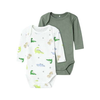 name it Långärmad body 2-pack Wild Lime Dino Laurel Wreath