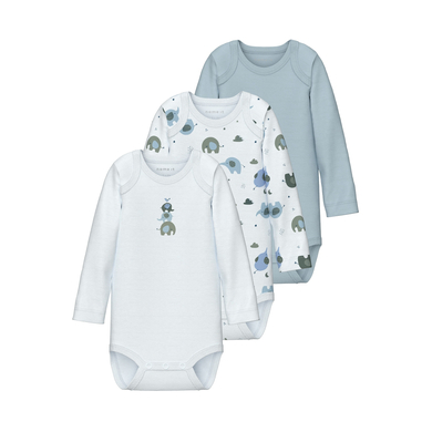 name it Body met lange mouwen 3-pack babyblauw