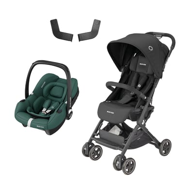 MAXI COSI Passeggino Lara² Essential Black con ovetto CabrioFix i-Size Essential Green + Adattatori