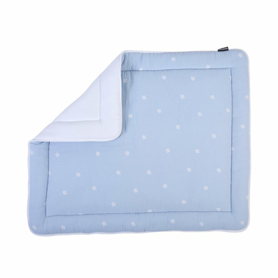 CHILDHOME Matelas de parc bébé mousseline fleur bleu blanc 75x95 cm