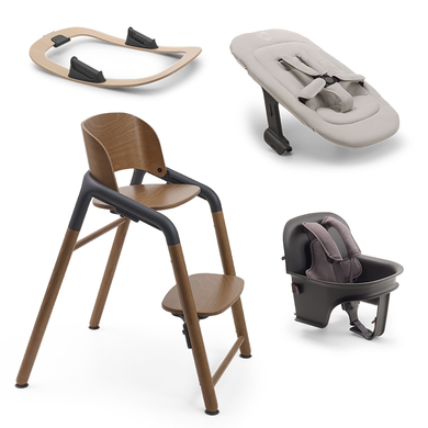 bugaboo Pack chaise haute enfant Giraffe base bois Warm Wood/Grey support bascule kits nouveau-né, b