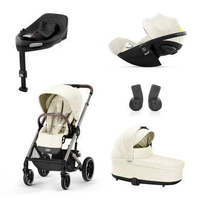 cybex GOLD Poussette trio combinée 3en1 Balios S Lux Taupe Seashell Beige nacelle Cot S cosy Cloud G i-Size base G