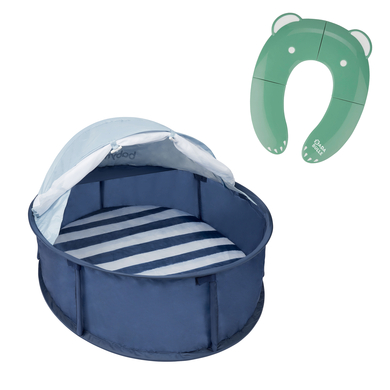 babymoov Pack aire de jeux Babyni 2en1 marinière réducteur de toilettes Badabulle pliable