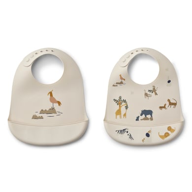 LIEWOOD Tilda Bavoirs en silicone pack de 2 all together / sandy