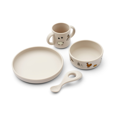 LIEWOOD Vivi set de vaisselle en silicone farm/ sandy