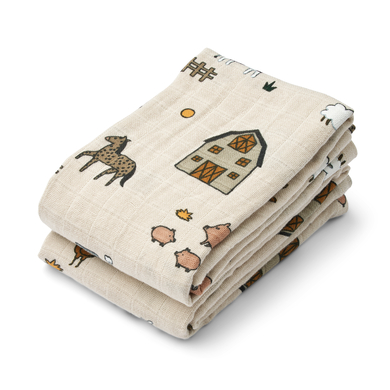 LIEWOOD Lewis mouchoirs en mousseline pack de 2 farm/ sandy