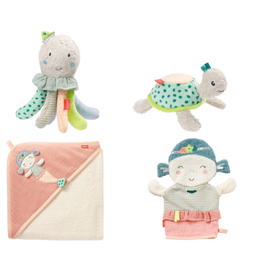 fehn® Cape de bain enfant gant jouet de bain Enfants de la mer 2 grand