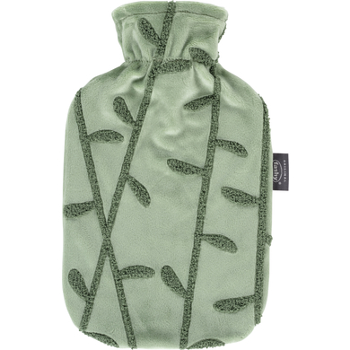 Image of Borsa dell'acqua calda fashy® 2L con copertura in pile e ricamo 3-D in verde chiaro059