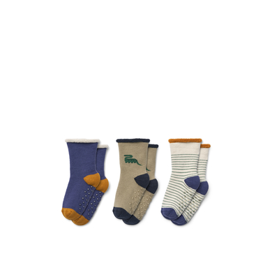 LIEWOOD Eloy Chaussettes antidérapantes pour bébé pack de 3 dino/mist mix