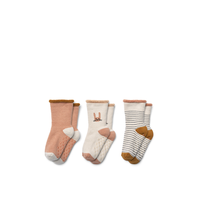 LIEWOOD Eloy chaussettes antidérapantes pour bébés pack de 3 bunny/ sandy mix