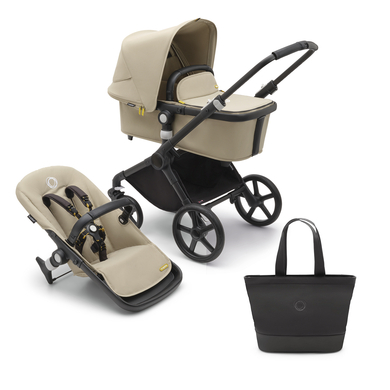 Image of bugaboo Passeggino 2 in 1 Set Fox Cub con navicella e seggiolino nero/Desert Beige, borsa fasciatoio inclusa059