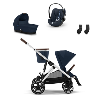 Image of cybex GOLD Passeggino Gazelle S argento Ocean Blue, incl. navicella Gazelle S Cot Ocean Blue, ovetto Cloud G i-Size Plus Ocean Blue Plus e adattatori Gazelle S059