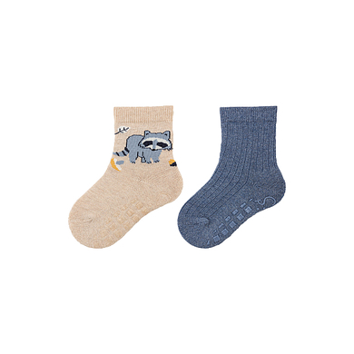 Sterntaler Chaussettes ABS pack de deux raton-laveur nature mélangée