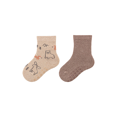 Sterntaler ABS-strumpor dubbelpack skogsdjur beige melange